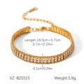 Detailed view of the 18K gold-plated stainless steel rhinestone double-row chain bracelet. - Double Layer Rhinestone (XZ-B20315)