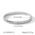 Stainless steel bangle bracelet for women, minimalist open cuff design with crystal accents. - XZ-B20429-S Silver