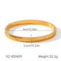 Minimalist gold stainless steel open cuff bangle bracelet with vertical ribs and crystals. - XZ-B20429 Gold