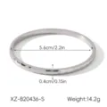 Minimalist stainless steel hammered bangle bracelet with size specs for women daily wear. - XZ-B20436-S Silver