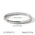 Minimalist stainless steel hammered bangle bracelet with size 6cm and weight 20.4g. - XZ-B20437-S Silver