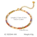Colorful baguette cubic zirconia gold plated tennis bracelet detail view 17.3cm length 4.8g - Colorful Square Zirconia Style (XZ-B20344-MX)
