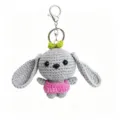 Handmade crochet cute animal doll keychain bag pendant soft knitted toy accessory fluffy gift - Grey Lop-eared Rabbit Keychain