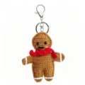 Handmade crochet gingerbread man keychain cute plush bag charm brown red scarf pendant - Christmas Warm Gingerbread Man Keychains