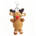 Handmade crochet reindeer keychain cute plush bag pendant knit animal doll for cute students gift - Christmas Red-Nosed Reindeer Keychain