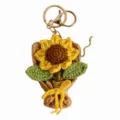 Handmade crochet sunflower bouquet keychain, cute knit flower bag charm and key ring pendant. - Sunflower Charm