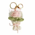 Handcrafted crochet rose flower bouquet keychain, cute knitted bag charm accessory. - Pink Rose Pendants