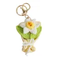 Handmade crochet flower bouquet keychain, sweet yarn knitted floral bag charm and keyring. - Narcissus Pendant
