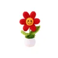 Pianta di girasole all'uncinetto artigianale simpatica fiore lavorato a maglia regalo - Girasole rosso con faccina sorridente