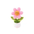 Pianta in vaso di fiori all'uncinetto fatta a mano simpatica decorazione per scrivania - Girasole Sorridente Rosa