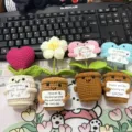 Handmade crochet sunflower potted plant cute emotional support doll desk decor gift - Potted Plant Set 2