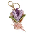 Handgefertigter Häkel Lavendel Blumen Schlüsselanhänger mit goldenem Metallverschluss für Taschen. - Lavendel-Anhänger