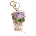 Handmade crochet flower bouquet keychain cute knitted floral bag charm pendant gift. - Purple Rose Pendants