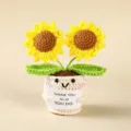 Handmade Crochet Sunflower Potted Plant Cute Knitted Flower Doll Home Desk Decor Gift - Style 37