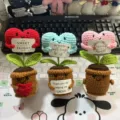 Handmade crochet potted plant cute heart flower toy lovely desktop decoration gift item - Heart Potted Plant Set 1