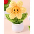 Handmade crochet sunflower potted plant, cute knitted desktop decor gift for study and office. - Yellow Smiling Sunflower