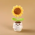 Handmade crochet sunflower potted plant, cute knitted flower doll desktop decor ornament variant - Style 46