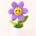 Handcrafted crochet sunflower potted plant cute smiley flower desktop decoration gift - Purple Smiley Face Sunflower