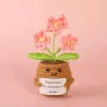 Handgemachte gehäkelte Topfpflanze Strickblume süße emotionale Tischdekoration Geschenk - Rosa Vergissmeinnicht