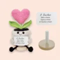 Handmade crochet heart potted plant teacher day doll ornament gift with wooden base and card - Style J