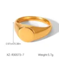 Gold stainless steel signet ring minimalist round flat ring jewelry for women daily wear - Signet Ring(XZ-R30573-6)