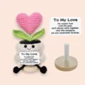 Handmade crochet heart potted plant knit flower gift decor item for home desk table - Style E
