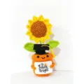 Handgemachte Häkel Sonnenblume Topf Puppe Abschluss Geschenk süße Tischdeko gelb orange - Sonnenblumen-Doktorhut-Töpfchen