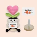 Crochet Heart Potted Plant Handmade Knitted Flower Doll Ornament Cute Gift for Teacher Desk Decor - Style H