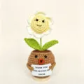 Handmade crochet sunflower potted plant cute wool knit flower gift for teachers day. - Puppy and Flower Potted Plant