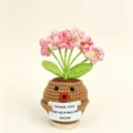 Handmade crochet potted flower with cute animal design, perfect gift for teachers and mothers. - Puppy Forget-Me-Not Potted Plant