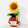 Handmade crochet sunflower graduation potted doll desktop ornament positive gift. - Sunflower Potted
