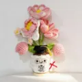 Handmade crochet graduation potted plant desktop decoration with cute doll and flowers gift - Full Flower Potted Plants