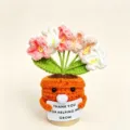 Handmade crochet potted flower with thank you sign knit gift cute desktop decor succulent 1pc - Seal Forget-Me-Not Potted Plant