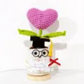Handmade crochet potted doll graduation gift desktop ornament cute yarn flower decoration - Pink Heart Potted Plant