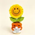 Handcrafted crochet sunflower potted plant cute wool knit flower gift for teachers and moms - Seal Smiley Sunflower Potted Plant