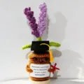 Handmade crochet potted doll graduation gift, cute knitted desktop decoration with sign. - Potted Plant