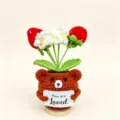 Handmade crochet bear potted plant cute strawberry flower crochet decor gift for home decor - Dog and Strawberry Potted Plant