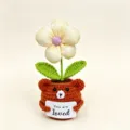 Handmade crochet bear flower potted finished product knitted yarn sunflower gift item - Dog and White Puff Flower Potted Plant