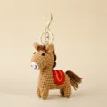 Handgemachte gehäkelte pferd schlüsselanhänger süße tier tasche anhänger mit goldener metallring. - Pony / 15cm