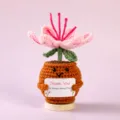 Handgehäkelte Häkelblume im Topf mit süßem Gesicht und Grußkarte, schöner Tischdeko Artikel. - Topfpflanze / 15cm