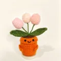 Handgehäkelte Tulpen Topf PFLANZE süße Schreibtisch Deko positive Energie Abschluss Geschenk - Tulpen-Topfpflanze 2