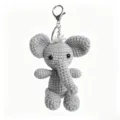 Handmade crochet grey elephant keychain, cute knitted animal bag charm for daily use. - Little Grey Elephant Keychains