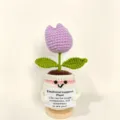 Handmade crochet potted purple tulip doll cute emotional support desk decor gift for her - Potted Tulips 5
