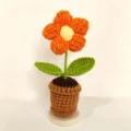 Handmade crochet potted flower knitted orange blossom desktop decor gift for graduation teacher - Puff Flower Potted Plant 3