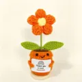 Handmade crochet potted flower doll positive energy desk ornament cute gift for grad. - Puff Flower Potted Plant 4