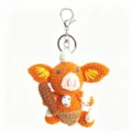 Handmade crochet cute animal keychain plush doll bag pendant for students and gifts - Pig Keychain