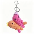 Handmade crochet keychain cute dual doll plush bag charm student funny gift accessory - Couple's Little Fish Keychain