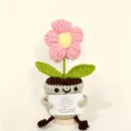 Handmade crochet potted flower doll desktop ornament positive energy gift for graduation - Puff Flower Potted Plant 6