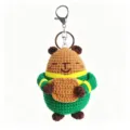Handmade crochet animal keychain plush pendant cute green clothes bag charm gift - Courier Capybara Keychain