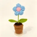 Handmade crochet potted flower knit plant positive energy desktop ornament decoration gift - Puff Flower Potted Plant 8